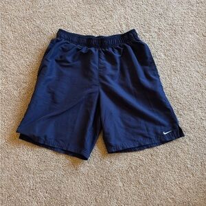 Nike Navy Blue Men's Athletic Shorts with Swoosh